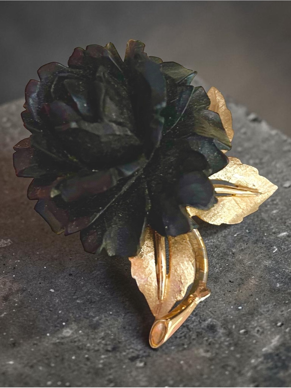 Vintage Marcel Boucher Black Rose Brooch